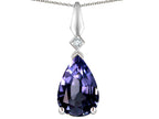 Star K Genuine Iolite Drop Pear Shaped Pendant Necklace