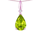 Star K Genuine Peridot Drop Pear Shaped Pendant Necklace