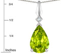 Star K Genuine Peridot Drop Pear Shaped Pendant Necklace