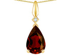 Star K Genuine Garnet Drop Pear Shaped Pendant Necklace