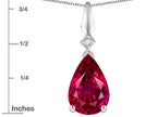 Star K Created Ruby Drop Pear Shaped Pendant Necklace