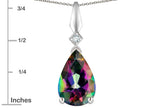 Star K Rainbow Mystic Topaz Drop Pear Shaped Pendant Necklace