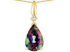 Star K Rainbow Mystic Topaz Drop Pear Shaped Pendant Necklace