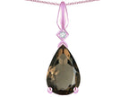Star K Genuine Smoky Quartz Drop Pear Shaped Pendant Necklace