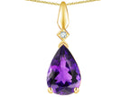 Star K Genuine Amethyst Drop Pear Shaped Pendant Necklace