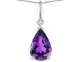 Star K Genuine Amethyst Drop Pear Shaped Pendant Necklace