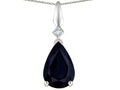 Star K Genuine Black Sapphire Drop Pear Shaped Pendant Necklace