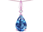 Star K Genuine Blue Topaz Drop Pear Shaped Pendant Necklace