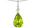 Star K Genuine Peridot Drop Pear Shaped Pendant Necklace