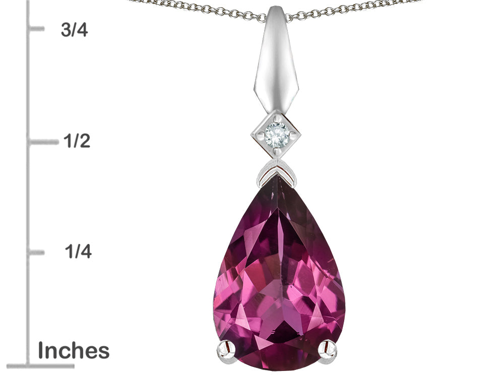 Star K Genuine Rhodolite Drop Pear Shaped Pendant Necklace