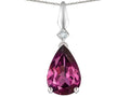 Star K Genuine Rhodolite Drop Pear Shaped Pendant Necklace