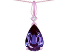Star K Simulated Alexandrite Drop Pear Shaped Pendant Necklace