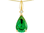 Star K Simulated Emerald Drop Pear Shaped Pendant Necklace