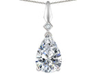 Star K Genuine White Topaz Drop Pear Shaped Pendant Necklace
