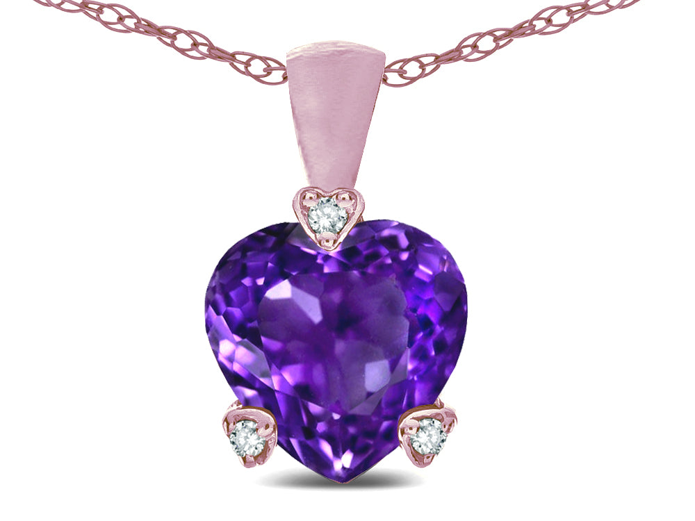 Star K 7mm Genuine Amethyst Small Heart Shape Love Pendant Necklace