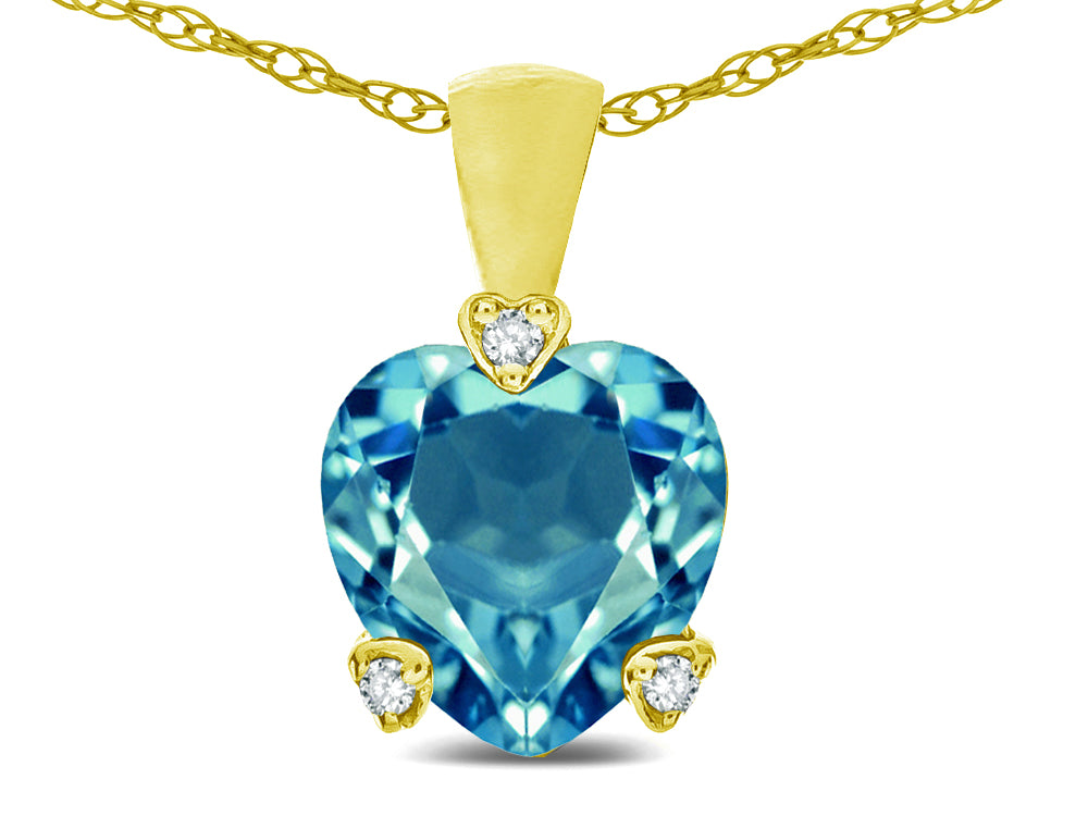 Star K 7mm Genuine Blue Topaz Small Heart Shape Love Pendant Necklace