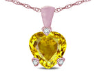 Star K 7mm Genuine Citrine Small Heart Shape Love Pendant Necklace