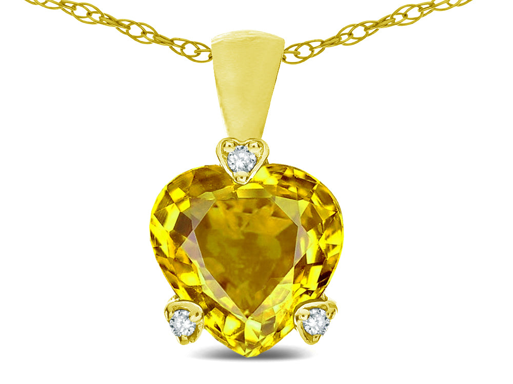 Star K 7mm Genuine Citrine Small Heart Shape Love Pendant Necklace