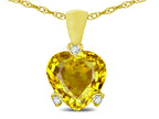 Star K 7mm Genuine Citrine Small Heart Shape Love Pendant Necklace