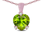 Star K 7mm Genuine Peridot Small Heart Shape Love Pendant Necklace