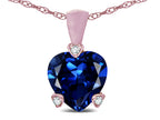 Star K 7mm Created Sapphire Small Heart Shape Love Pendant Necklace