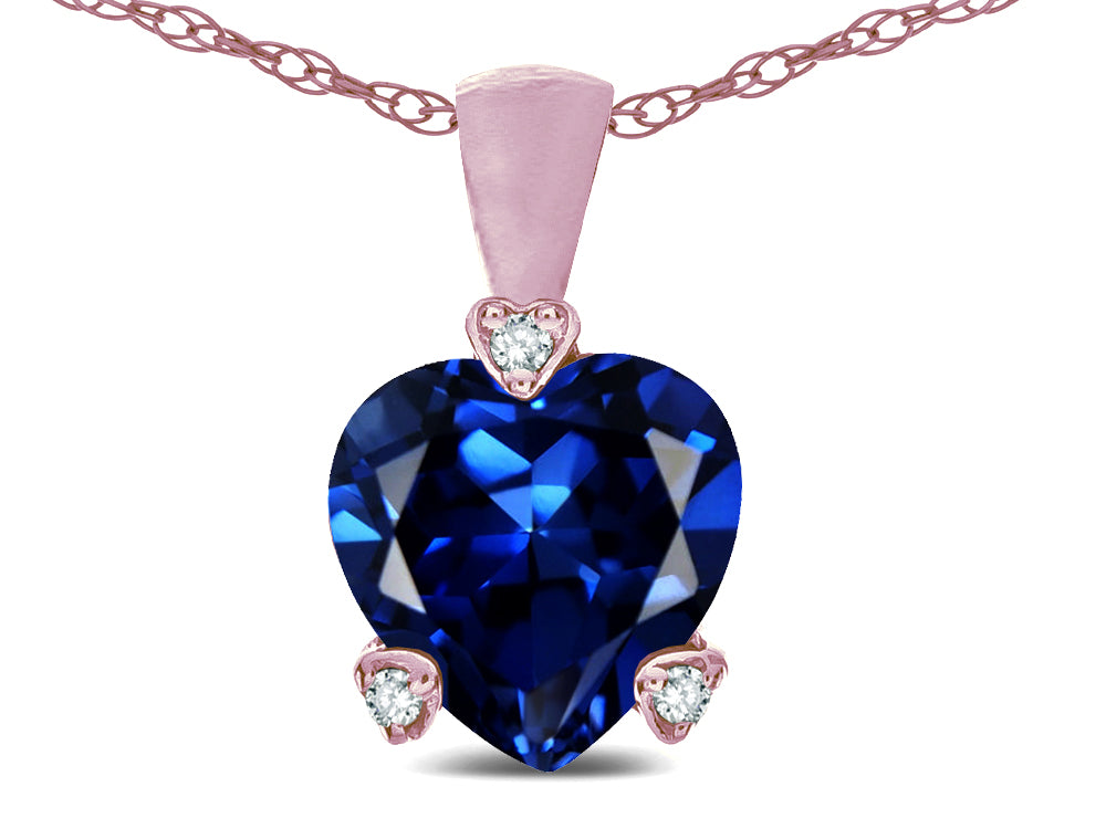 Star K 7mm Created Sapphire Small Heart Shape Love Pendant Necklace