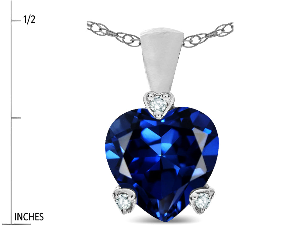 Star K 7mm Created Sapphire Small Heart Shape Love Pendant Necklace