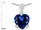 Star K 7mm Created Sapphire Small Heart Shape Love Pendant Necklace
