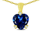 Star K 7mm Created Sapphire Small Heart Shape Love Pendant Necklace