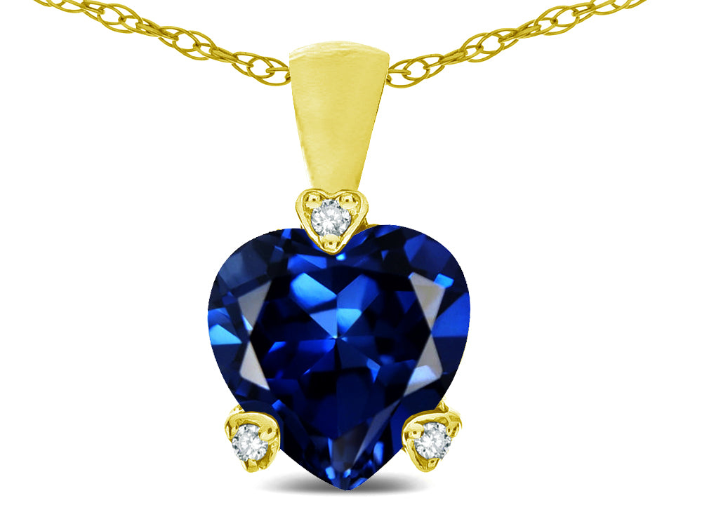 Star K 7mm Created Sapphire Small Heart Shape Love Pendant Necklace