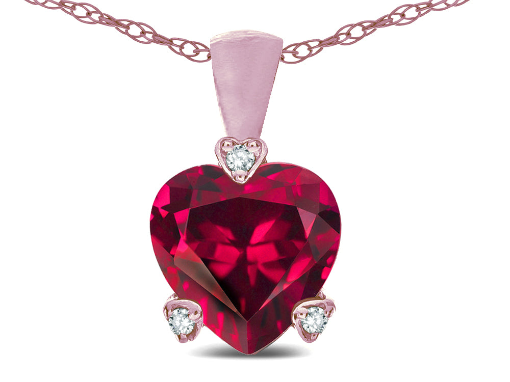 Star K 7mm Created Ruby Small Heart Shape Love Pendant Necklace