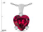 Star K 7mm Created Ruby Small Heart Shape Love Pendant Necklace