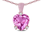 Star K 7mm Created Pink Sapphire Small Heart Shape Love Pendant Necklace