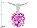 Star K 7mm Created Pink Sapphire Small Heart Shape Love Pendant Necklace