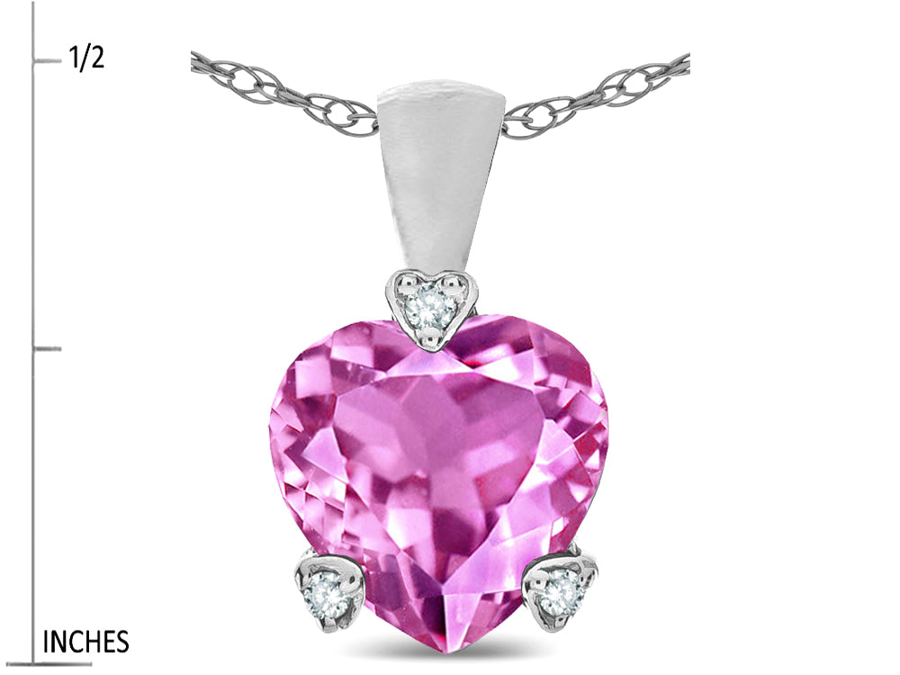 Star K 7mm Created Pink Sapphire Small Heart Shape Love Pendant Necklace