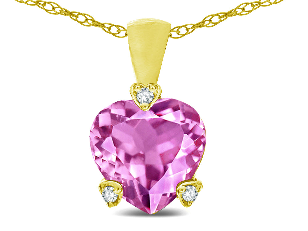 Star K 7mm Created Pink Sapphire Small Heart Shape Love Pendant Necklace