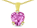 Star K 7mm Created Pink Sapphire Small Heart Shape Love Pendant Necklace