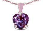 Star K 7mm Simulated Alexandrite Small Heart Shape Love Pendant Necklace