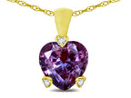 Star K 7mm Simulated Alexandrite Small Heart Shape Love Pendant Necklace
