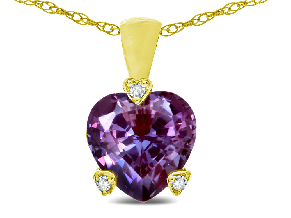 Star K 7mm Simulated Alexandrite Small Heart Shape Love Pendant Necklace