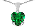 Star K 7mm Simulated Emerald Small Heart Shape Love Pendant Necklace