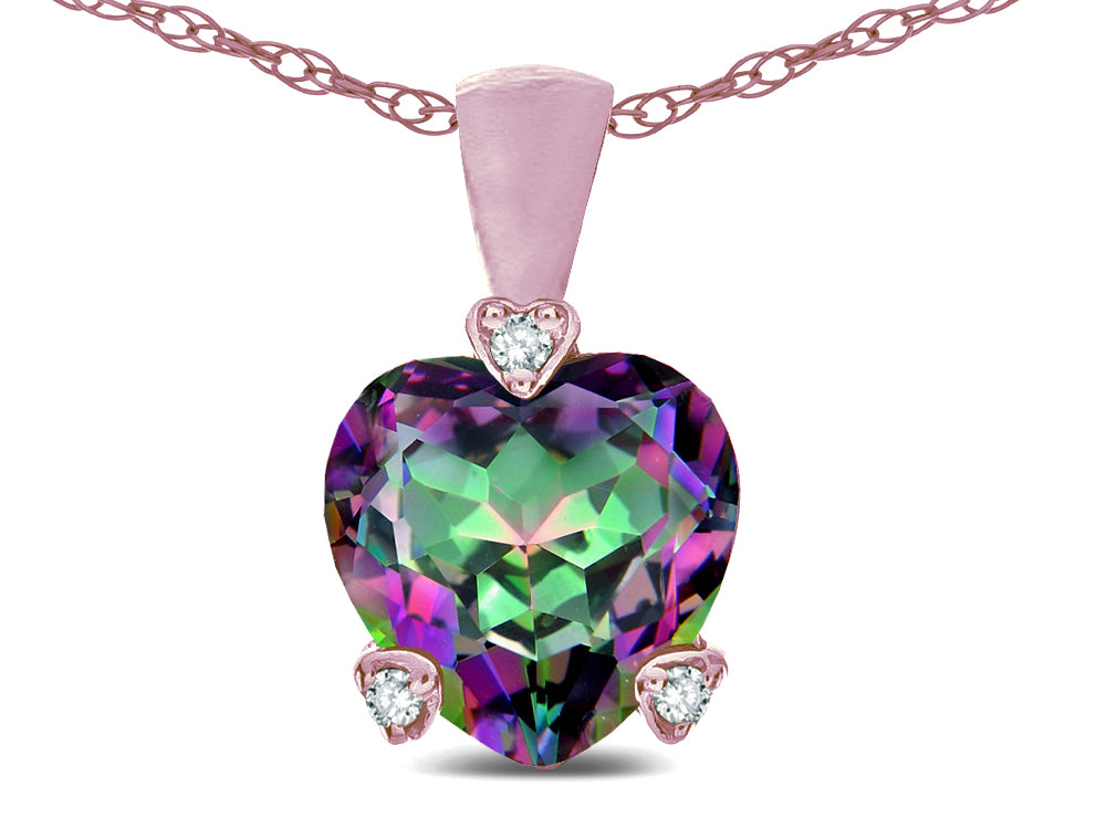 Star K 7mm Rainbow Mystic Topaz Small Heart Shape Love Pendant Necklace