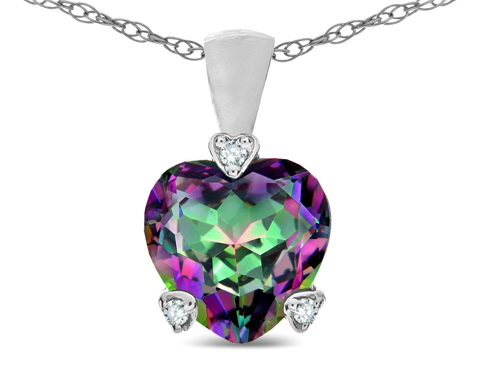 Star K 7mm Rainbow Mystic Topaz Small Heart Shape Love Pendant Necklace