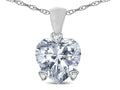 Star K 7mm Genuine White Topaz Small Heart Shape Love Pendant Necklace