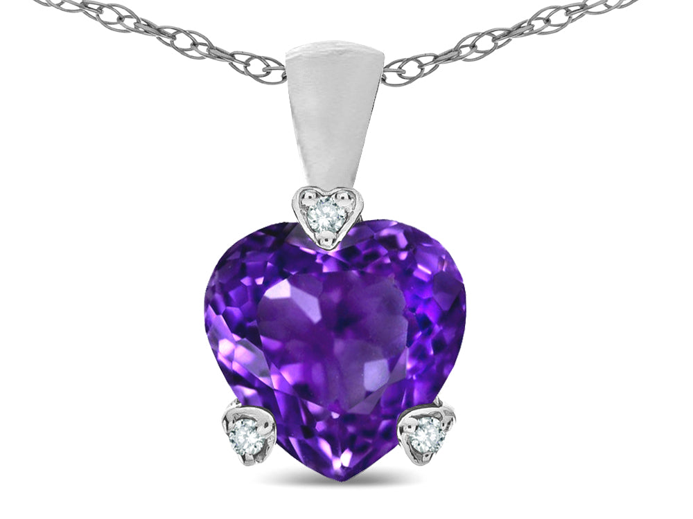 Star K 7mm Genuine Amethyst Small Heart Shape Love Pendant Necklace