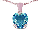 Star K 7mm Genuine Blue Topaz Small Heart Shape Love Pendant Necklace