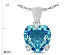 Star K 7mm Genuine Blue Topaz Small Heart Shape Love Pendant Necklace