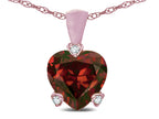 Star K 7mm Genuine Garnet Small Heart Shape Love Pendant Necklace