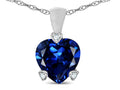 Star K 7mm Created Sapphire Small Heart Shape Love Pendant Necklace