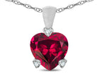 Star K 7mm Created Ruby Small Heart Shape Love Pendant Necklace
